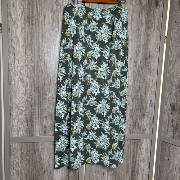 J. Jill Maxi Skirt A Line Long Green Floral Print Pull On Elastic Waist Sz Small - Picture 7 of 7